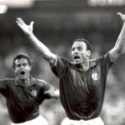 Totò Schillaci na svetovnem nogometnem prvenstvu leta 1990, ki je potekalo v Italiji (ANSA)