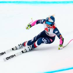 Lindsey Vonn na superveleslalomu v avstrijskem Sankt Antonu (ANSA)