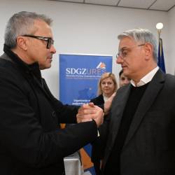 Sergio Emidio Bini (levo) in Matjaž Han (desno) med srečanjem (FOTODAMJ@N)