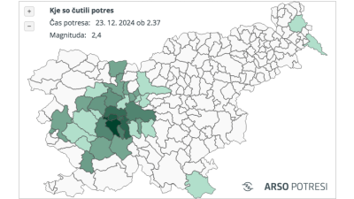 Kje so čutili potres (ARSO)