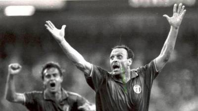 Totò Schillaci na svetovnem nogometnem prvenstvu leta 1990, ki je potekalo v Italiji (ANSA)