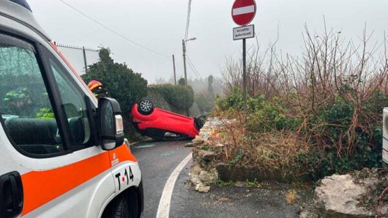 V Ulici Bonomea avtomobil pristal na strehi